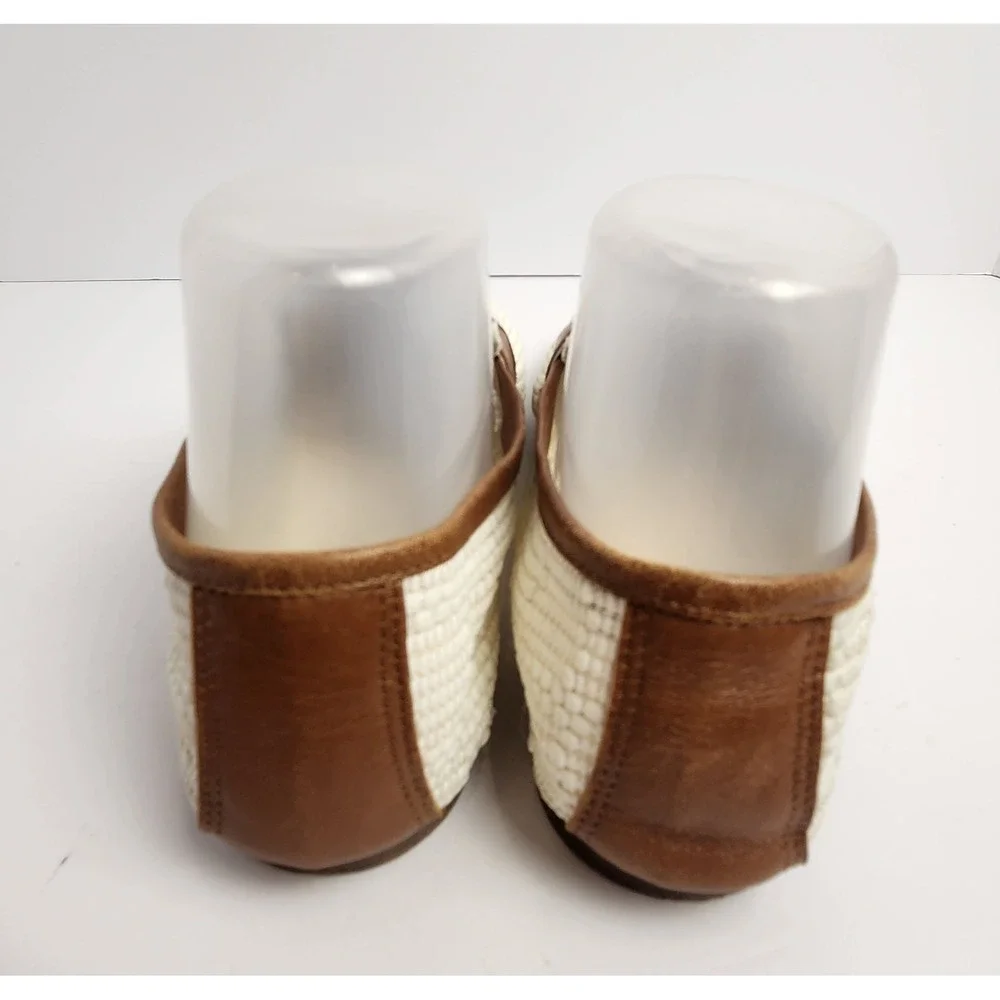 Sophique Milano Made In Italy Women's Riviera Raffia Leather Loafers Cream/Brown